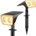 Consciot Solar Spot Lights Outdoor Waterproof, 24 LED Dusk-to-Dawn Solar Spotlight, 2 in 1 Adjustable Wall Lights, Warm White Solar Landscape Spotlights for Garden Yard Wall Walkway, 2 Pack