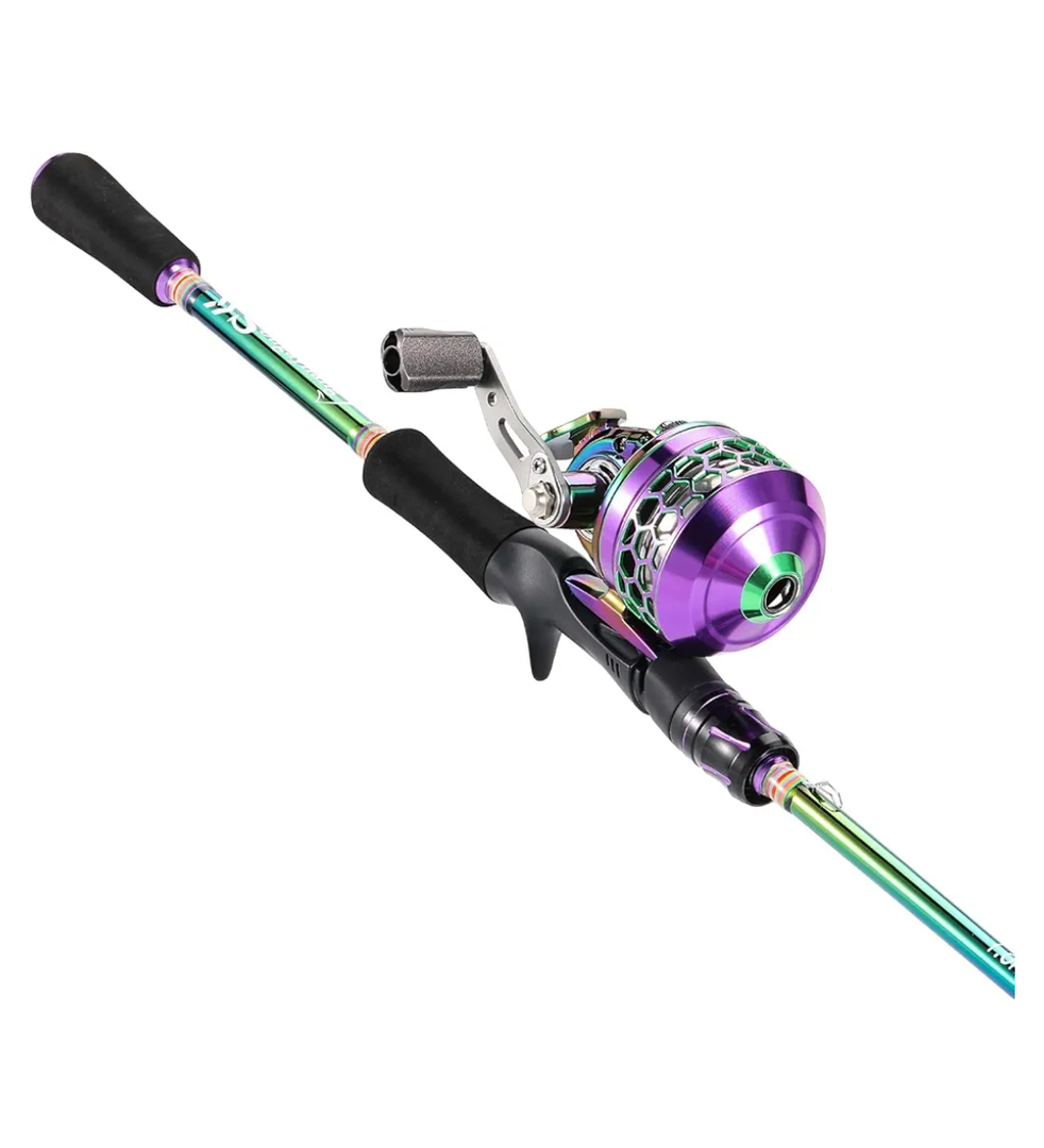Sougayilang Fishing Reel Rod Combo, Two Pieces Colorful Poratble Light Weight Casting Rod with Spincast Fishing Reel for Freshwater