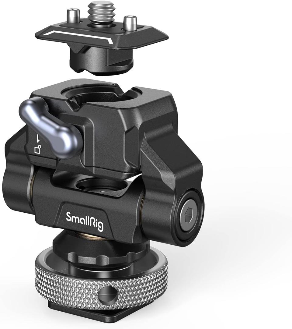 SmallRig Quick Release Camera Monitor Mount with Cold Shoe, Supports Swivel 360 and Tilt 170 Adjustable, Drop-in HawkLock Camera Hot Cold Shoe Monitor Holder for 5" & 7" Monitor - 3514C