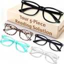 CHEERS DEVICES Reading Glasses for Women Men, Eyeglasses, Blue Light Readers for Men Women, Computer Eye Glasses, Cheaters - 5 Pair (1.5x) (5 Pack Mix Color)