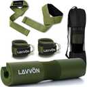 Squat Pad Set - Foam Barbell Pad for Squats Cushion, Lunges & Bar Padding for Hip Thrusts - Standard Olympic Weight Bar Pad - With Ankle Straps, Wrist Straps for Weightlifting