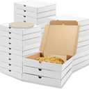 40 Pack Pizza Boxes with Paper Liner, White Cardboard Mini Pizza Box Corrugated Take out Food Containers for Party, Cookies, Cake, Wedding, Restaurant, 10 x 10 x 1.5 Inch