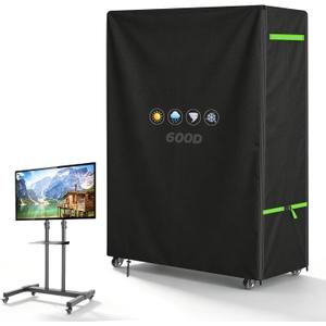 ZUYIYY Outdoor TV Cover for 50-55 Inch Screen, 600D Heavy Duty Waterproof Rolling TV Stand Cover for Mobile TV Cart on Wheels, Weatherproof Patio TV Protector with Zipper & Buckles, 53"L x 15"W x 55"H