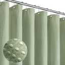 MitoVilla Sage Green Waffle Fabric Shower Curtain, Heavyweight Cloth Shower Curtains for Modern Hotel Bathroom Decor, Waterproof & Wrinkle Resistant, 72 x 72