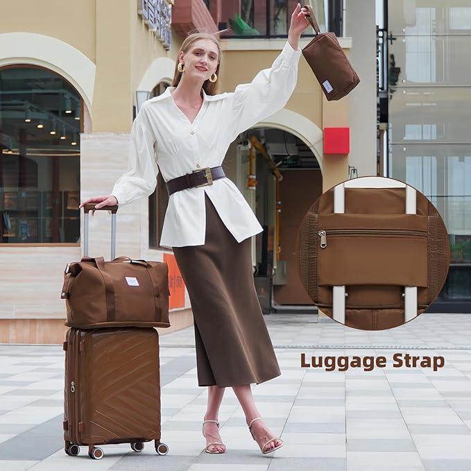 3 Piece Luggage Set Carry on Suitcase with Spinner Wheels, Expandable Hardshell Luggage PP Lightweight Suitcase Set for Women(20in Mocha)