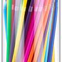 Patelai 10.6 Inch Plastic Straw Dispenser and 100 Pcs Drinking Straw Organizer Container with Stainless Steel Lid Transparent Drinking Holder (Clear, Neon,Classic)