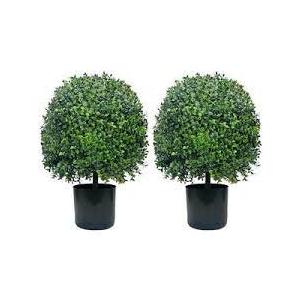 DOPGIB Artificial Boxwood Topiary Ball Trees 20 Inch 2pcs UV-Anti Greenery Decorative Faxu Plants for Home Front Porch, Indoor Walkway, Entryway Indoor & Outdoor Decor