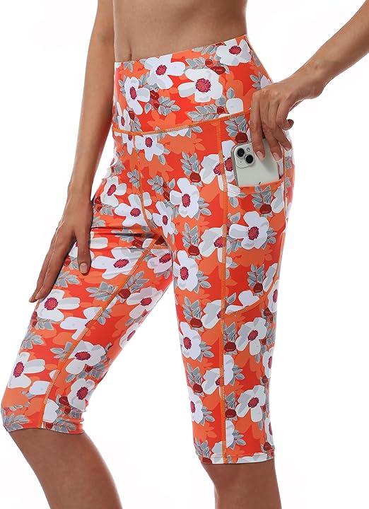 Cagola Womens Swim Capris Swim Pants Knee Length Long Swim Shorts UPF50+ Capri Swimsuits High Waisted Tummy Control Quick L