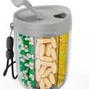 PULIV Large Supplement Organizer Bottle, Holds Plenty of 6 Various Vitamins in 1 Pill Dispenser with Anti-Mixing & Wide Openings Design, Easy to Retrieve Meds, Includes 20 Pcs Stick-on Labels Gray