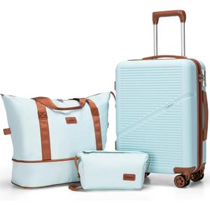 Cosbarn Carry On Luggage Set 22x14x9 Airline Approved, 3 Piece 20 Inch Lightweight ABS Hardside Suitcases with Wheels and TSA Lock, Durable Waterproof Travel Suitcase for Men Women