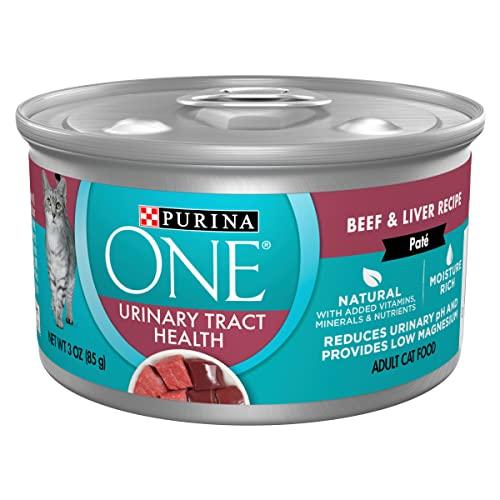 Purina ONE Urinary Tract Health, Natural Pate Wet Cat Food, Urinary Tract Health Beef & Liver Recipe - (Pack of 24) 3 oz. Pull-Top Cans BB Date: 03/26