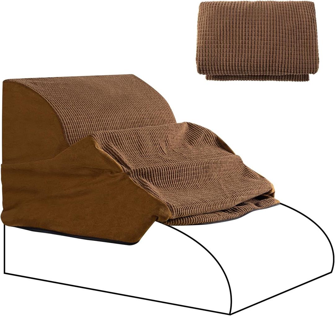 3 Steps Foam Dog Stairs Replacement Cover (for AODISMAN Dog Ramp Only), Suitable Size: 22.4" L*15.7" W*15.7" H, Brown