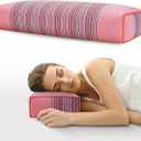 Buckwheat Pillow & Cervical Pillows for Sleeping (21x8x3inch), Natural Cooling Technology and Relieve Cervical Pain, 100% Organic Coarse Cloth Package w Organic Buckwheat Hulls. (Light Red)