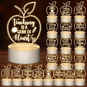 Fabbay 20 Pcs Teacher Appreciation Gifts in Bulk Engraved Acrylic Night Light LED Night Lamp Thank You Best Teacher Gifts from Student Team for Valentines Day Graduation (Various)