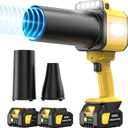 DEGGE Brushless Leaf Blower Cordless, Handheld Leaf Blowers with LED Work Light, Two Interchangeable Nozzles, Turbo Jet Blower for Lawn Care, Patio Cleaning, Garage Dust & Outdoor Use (Yellow)