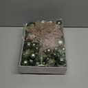 RoseCraft Green Christmas Ball Ornaments, 54 Pack Shatterproof Christmas Ornamnets for Christmas Tree Hanging Decorations Include Flower, for Home Indoor Holiday Party Xmas Decor.