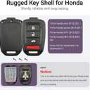 No Cutting Required - Key Fob Shell Case Replacement Fits for Honda Accord Civic CRV HRV 2013-2021 Keyless Entry Remote Key Fob 4 Button Pad Cover MLBHLIK6-1TA MLBHLIK6-1T (4 Button A)