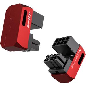 EZDIY-FAB Shield Series 8-Pin PCIe GPU Power Adapter,180-Degree U-Turn Angled Connector, Aluminum Design for Graphics Cards  Standard Type,Red-2 Pack