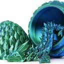 3D Printed Dragon Egg with 12" Dragon Inside - Flexible Crystal Dinosaur, Easter Egg, Easter Basket Stuffers,Desk Fidget Toy, Figure Decor(Green Mix Blue)