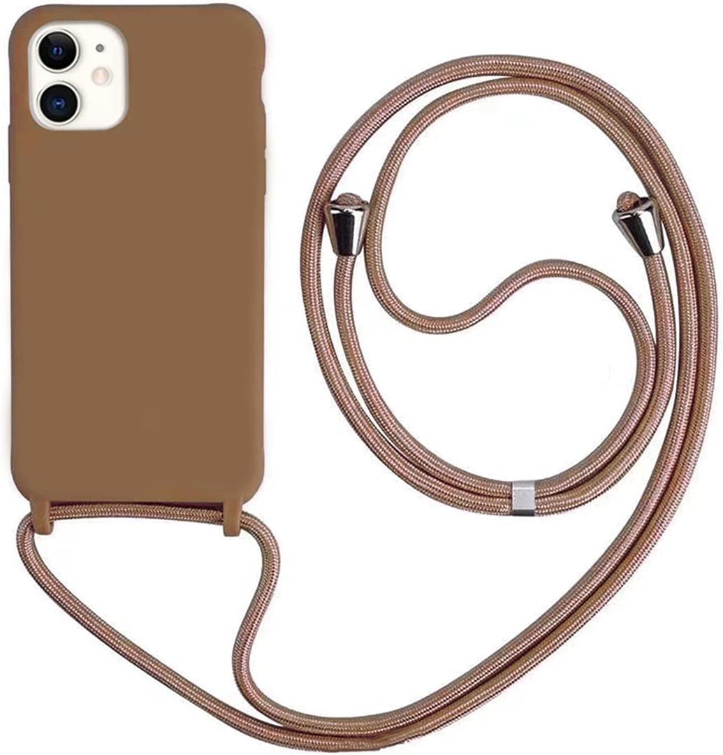 Silicone Phone Case for iPhone Xs Max Case with Cell Phone Lanyard, Adjustable Neck Strap for iPhone Xs Max 6.5'' Crossbody Case with Strap for Women (Brown)
