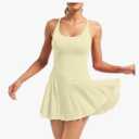 YOAKUKA Women's Flowy Tennis Dress with Built in Shorts & Bra Spaghetti Crossover Back Strap Athletic Workout Active Jumpsuit, yellow Size small