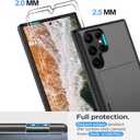 for Samsung Galaxy S25 Ultra Wallet Case with Card Holder, 2X Screen Protector Dual Layer Heavy Duty Protective Hidden Card Slot Case for Galaxy S25 Ultra 6.9" 2025 (Black)