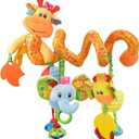 Jollybaby Crib Stroller Car Seat Toys for Baby 0-3-6-9-12 Months, Tummy Time Hanging Sensory Toys for Newborn with Music Box and Teether, Spiral Carseat Toy for Infant Boys Girls Gifts (Giraffe)