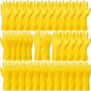 Rubber Reusable Gloves Long Household Dishwashing Gloves Kitchen Cleaning for Dishes Clean Gardening (Large, Yellow)