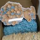 6 Set Blue Baby Shower Table Centerpieces Decortion Hot Air Balloon Cute Babys Bear with Bamboo Basket Lafite Garss Welcome Oh Baby We Can Bearly Wait Boy Or Girl Gender Reveal Party Favor