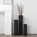 Dnnnii Tall Floor Vases Set of 3 - Black Metal Cylinder Vases for Living Room Corner, Modern Honeycomb Texture, Extra Large Standing Decor (Tallest 27.6in, Home Bedroom Dining Decor)