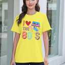 80s Shirts for Women Retro 90s Outfit I Love The 80s Tshirts 1980s Theme Party Outfits 80 S 90 S Neon Costumes (Yellow, L)