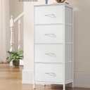 SONGMICS Dresser for Bedroom, Tall Dresser with 4 Fabric Drawers, 11.8"D x 15.6"W x 37.5"H