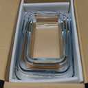 4-Piece Deep Glass Baking Dish Set with Plastic lids,Rectangular Glass Bakeware Set with Lids, Baking Pans for Lasagna, Leftovers, Cooking, Kitchen, Freezer-to-Oven and Dishwasher, Gray