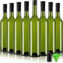 8 Pack 750 ml Green Glass Wine Bottles With T-top Caps & Seal Shrink Capsules, Empty Bottles With Funnel for Beverages, Juice & Kombucha