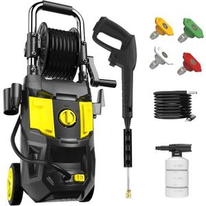 Electric Pressure Washer, 5000PSI Max 3.2 GPM Power Washer with 20FT Hose, 35FT Power Cord, 4 Nozzles, Foam Cannon & Spray Gun, High Pressure Washer for Car, Patio, Fence, Window (Green)