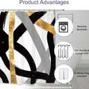 Abstract Modern Shower Curtain 60Wx72L Inch Black Gray Gold Minimalist Contemporary Art Geometric Neutral Bathroom Set Accessories Decor with 12 Pack Hooks