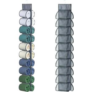 Hanging Legging Organizer, Legging Storage Organizer, Legging Organizer for Closet, Yoga for Pants Jeans Organizer, Hung Behind The Door, Wardrobe, Hanger 20 Pockets Clothes Storage (Grey)