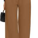 FUNYYZO Wide Leg Pants Women's High Elastic Waisted in The Back Business Work Trousers Long Straight Suit Pants (006# Caramel (Thick)) S