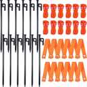Sintuff 36 Pcs Heavy Duty Tree Stake Kits Stake and Support for Young Leaning Tree Anchor Straightening Kit, 15.8'' Support Straps, 11.8'' Steel Stakes, 13.12ft Rope(Orange, Black)