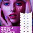 2 x Face Glitter Freckles Makeup Patches Silver Glitter Freckles Face Tattoo 9 Style Set Speckles Sparkle Freckle Temporary Tattoo Beauty Face Freckles Waterproof Faux Fake Freckle for Music Party Makeup