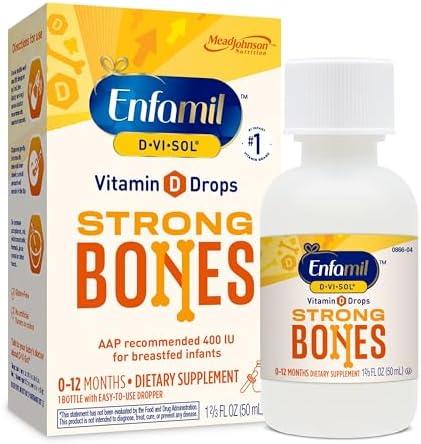 Enfamil Baby Vitamin D-Vi-Sol Liquid Vitamin D Drops, Supports Strong Teeth & Bone Development, 50mL Bottle Pack of 2
