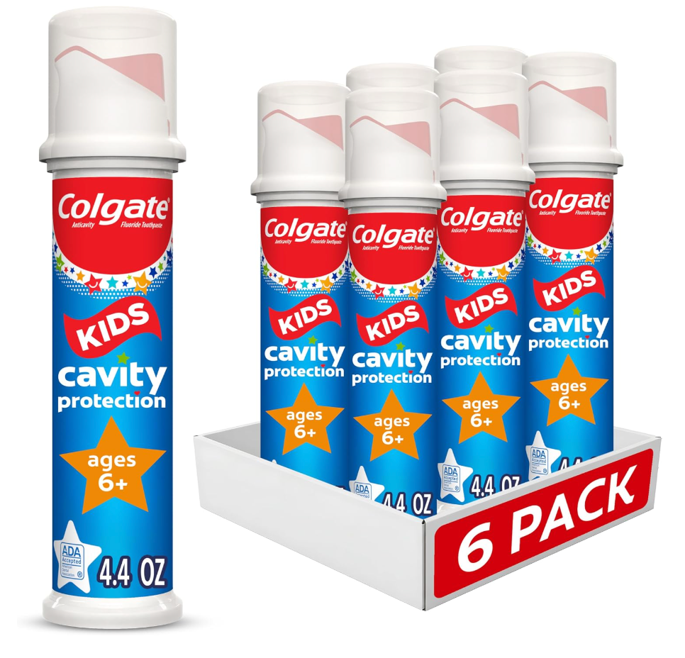 Colgate Kids Toothpaste Pump with Fluoride, Bulk 6 Pack, 4.4 oz