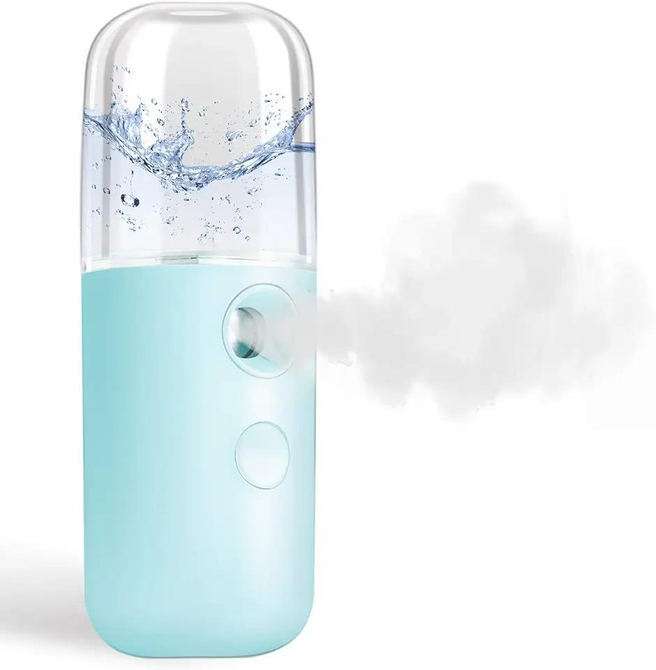 GIVERARE Nano Facial Steamer, Handy Mini Mister, USB Rechargeable Mist Sprayer, 30ml Visual Water Tank Moisturizing & Hydrating for Face, Daily Makeup, Skin Care, Eyelash Extensions-Blue PACK OF 4