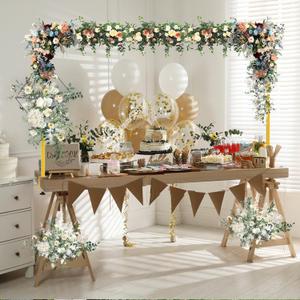 Over The Table Rod Stand with Clamps, Adjustable Table Arch 28"-98" Length, 13"-42" Tall, Table Balloon Arch Stand for Wedding, Birthday, Christmas, Halloween, Craft, Party Decoration, Gold