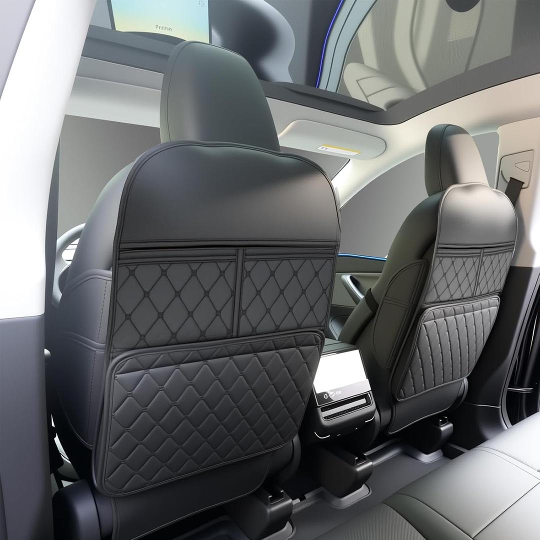 2 Pack Kick Mats Back Seat Protector Seat Back Protector for Kids Feet Car Seat with Car Back Seat Organizer, Seat Back Protector Cover for Back of Front Seats Protect against dirt and scuffs