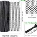 Reinforced Plastic Mesh Fence Roll with 100 Pcs Cable Ties (250x5mm) and Gloves, 16.4 ft x 15.75" Plastic Chicken Wire Fencing, Balcony Netting for Pets, Dogs, Cat, Rabbits & Poultry- Black