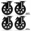 Caster Wheels, Heavy Duty 6 Inch Casters Set of 4, Locking Swivel Casters Wheels for Cart, Furniture and Workbench, Black