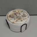 Rings Absorbent Coasters for Drinks, Coasters for Home Decor, 6Pcs Rings Stone and Cork Coaster Set with Holder for Coffee Table Merchandise Gift for Women Men Fans