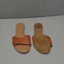 FITORY Women's Flat Sandals Fashion Slides With Soft Leather Slippers for Summer Size 6-11 (8, Brown)