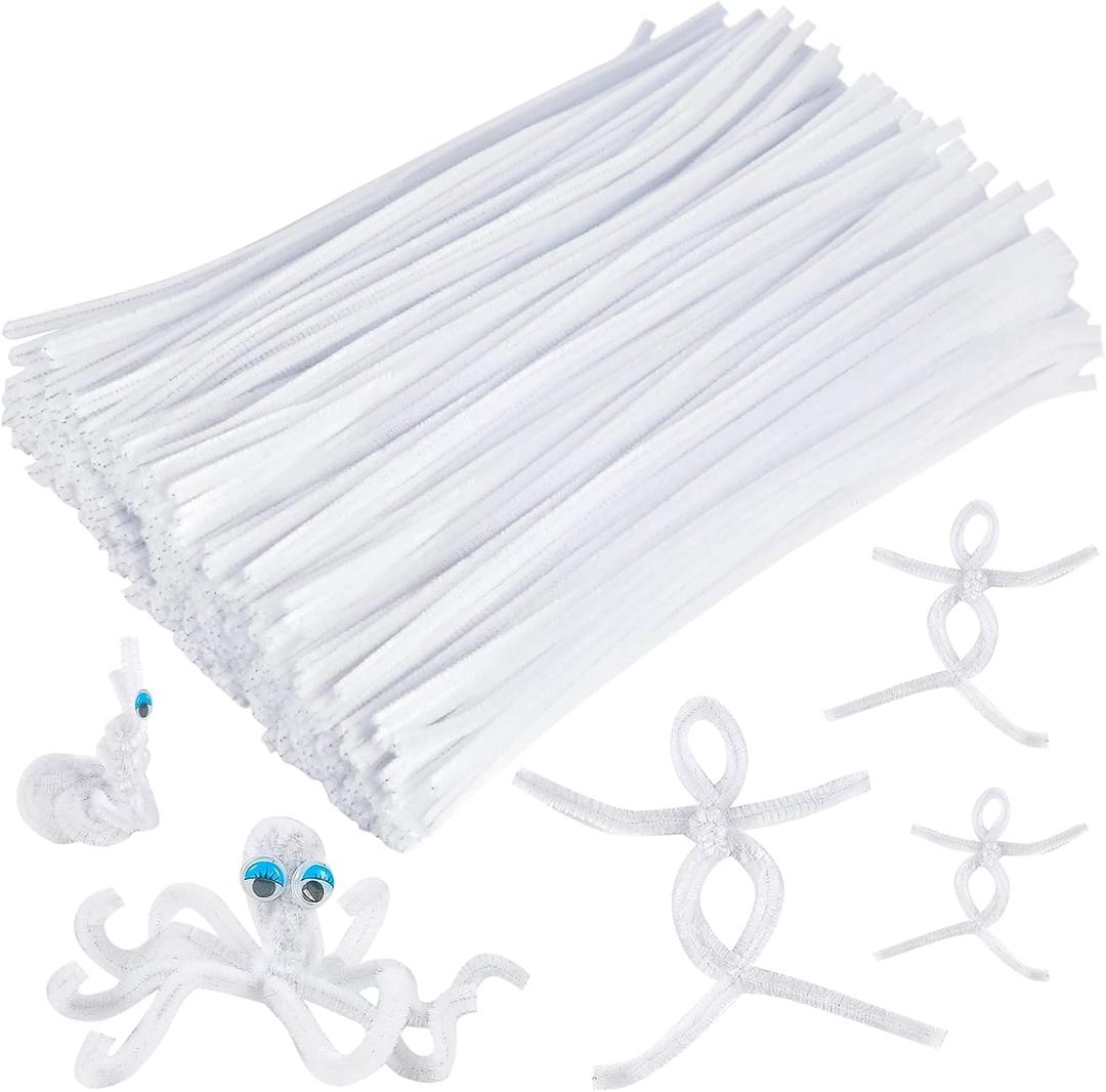 Caydo 400 Pieces White Pipe Cleaners Chenille Stems for DIY Art Craft Party Easter Decorations, 6mm x 12inch